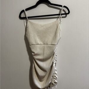 Sparkly Beige Mini Dress